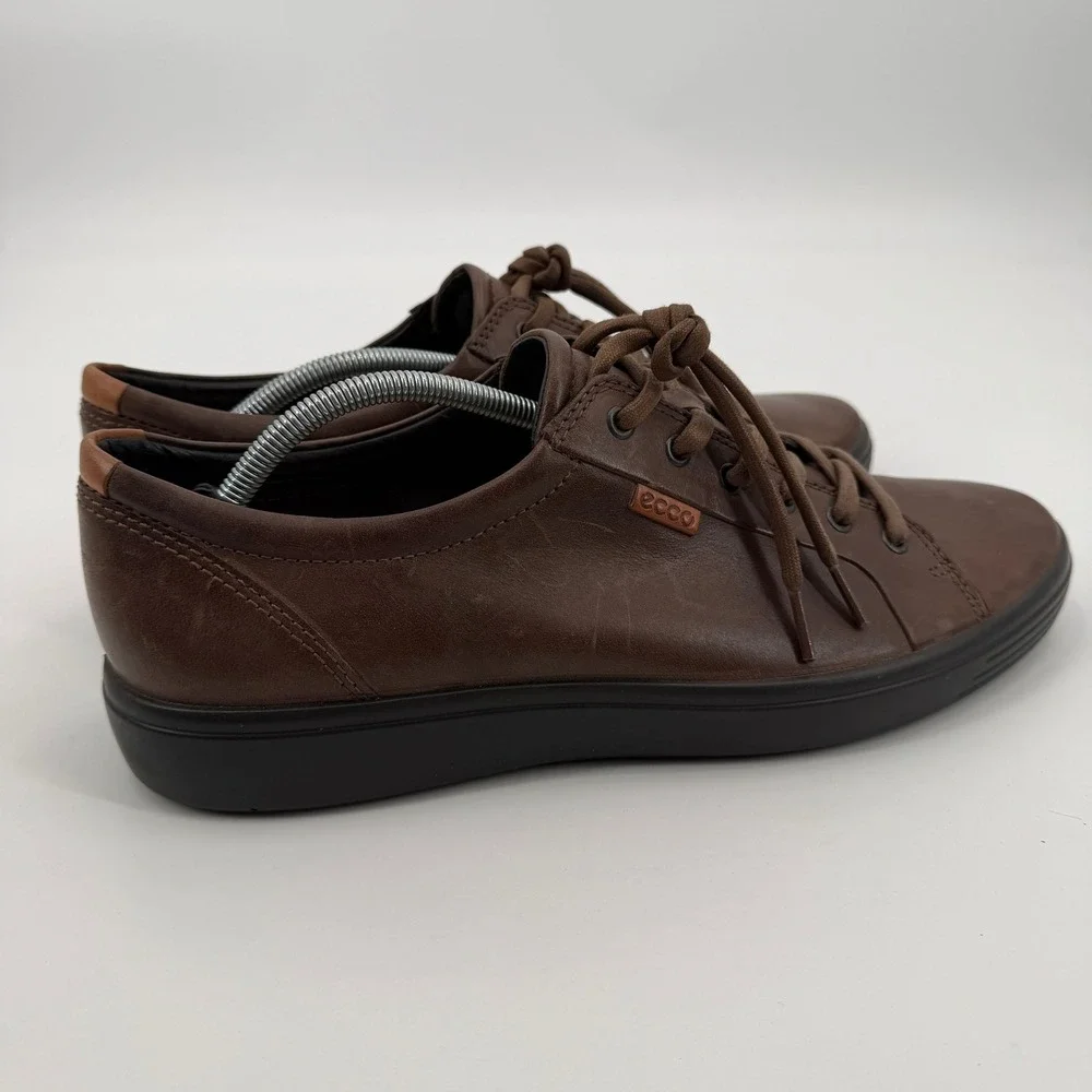 ECCO Soft 7 Mens Brown Leather Low Top Sneakers Casual Shoes Size 48 Scandi